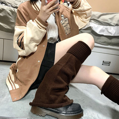 ブーツカットニットレッグウォーマーロング レディース ボリューム 足首ウォーマー 韓国 履きやすい 防寒グッズ 冷え取り ニットレックカバー フレア 美脚スタイル 6HEHONG-002