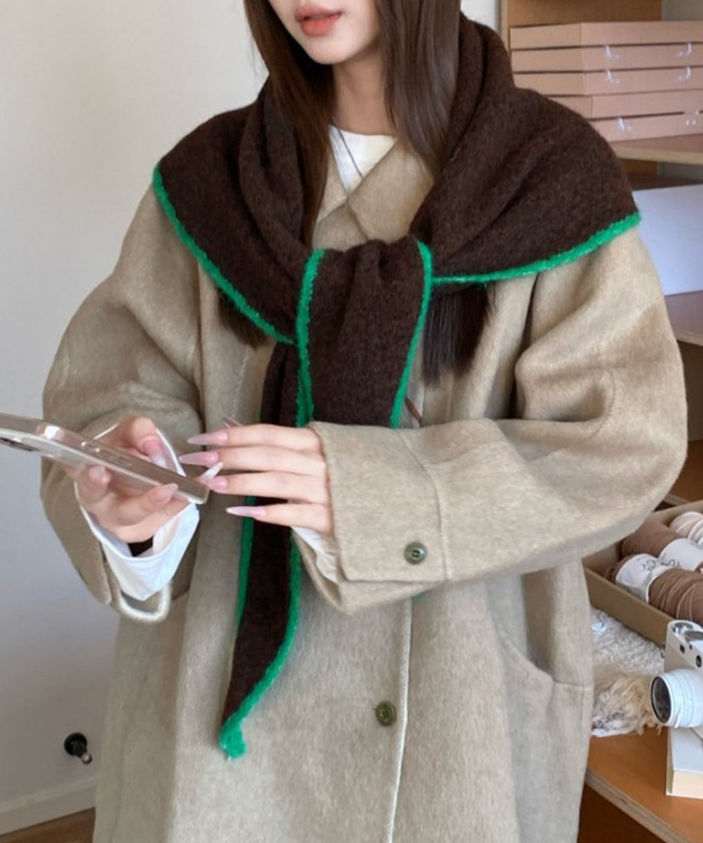 パイピング三角ショールマフラー韓国風秋冬 ブラウン
