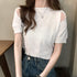 ショート丈 ニットトップス へそ出し ショート丈 ニットトップス へそ出し カットソー オフショルダーク セクシー サマーニットtシャツ クロップド丈 6LSMX-001