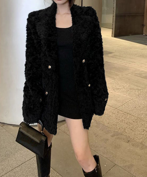 エコファージャケット もこもこブルゾン冬 レディース フェミニン暖かボアジャケット きれいめフェイクファーコート オフィスカジュアル ふわふわ中綿ジャケット韓国風 6MEIC-001