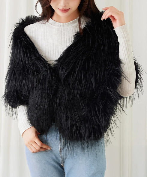 ファーケープ ファーショール 防寒肩掛け エコファーボレロケープ韓国風 ボリュームファーポンチョレディース きれいめドレスケープ 暖かい 結婚式ストールパーティー 6MEIZIMENG-001