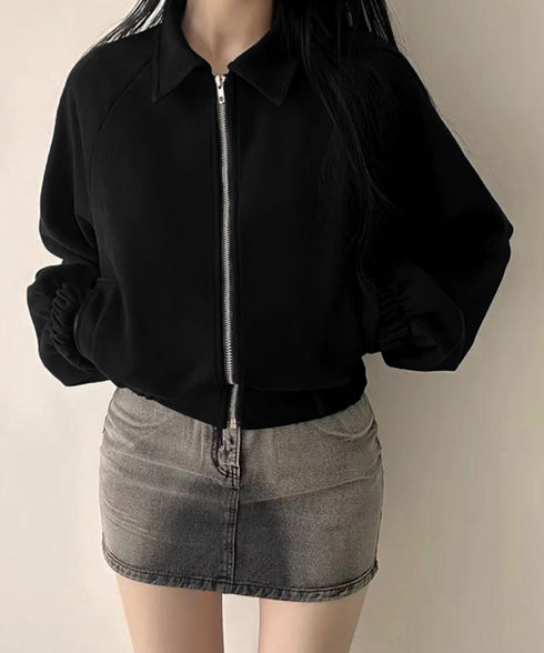 スエード調ジャケット韓国風ライトアウター 襟付きジップジャケットレディース 秋冬 レトロ ショート丈ブルゾンジャケット カジュアル おしゃれジャンパーゆったり秋服 6QINGROU-005