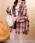 フード付き チェックシャツオーバーサイズ BIGフードシャツ レディース ゆったりレトロ シャツブラウスこなれ感 フーデッドシャツ カジュアル 体型カバートップス 6QINGROU-007