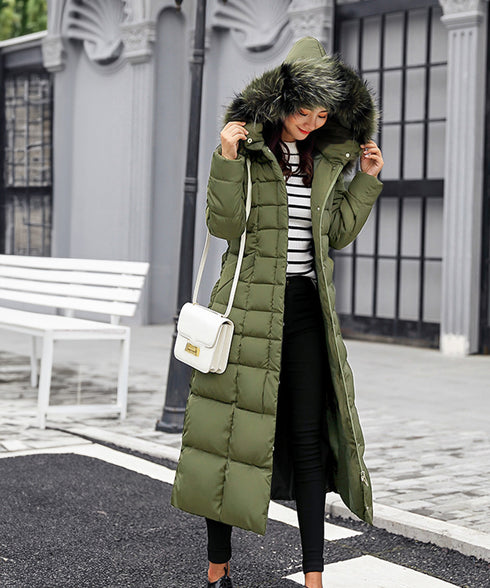 キルティングフェイクダウンコートロング丈 レディース ボリュームファーフード付きロングコート 大人きれいめ 防風防寒アウターあったか中綿コートエコダウンジャケット 6TIANNIAO-001