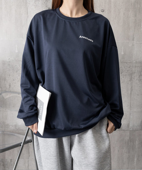 韓国風ロゴカットソーゆる ロングTシャツ レディース ゆったりチュニックtシャツ オーバーサイズ クルーネックプルオーバー ストリート 着やせトップススウェット風 6WUBIXIE-002