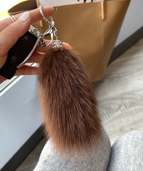 バッグチャームふわふわしっぽキーホルダー カラフル もこもこファーキーホルダー 可愛いバッグアクセサリー ボリューム 尾っぽチャーム キラキラ 鍵やバッグ飾り小物 6YANNI-001