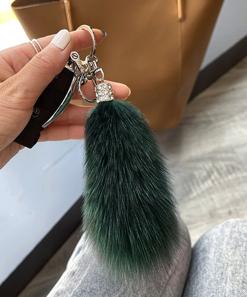 バッグチャームふわふわしっぽキーホルダー カラフル もこもこファーキーホルダー 可愛いバッグアクセサリー ボリューム 尾っぽチャーム キラキラ 鍵やバッグ飾り小物 6YANNI-001