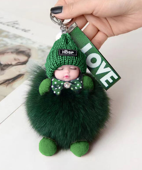 バッグチャーム可愛い赤ちゃんキーホルダー 韓国風 ふわふわドールチャーム ぬいぐるみチャーム もこもこ おやすみ赤ちゃん飾りバッグアクセサリー ファーチャーム人気 6YANNI-002