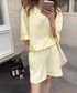 スウェットセットアップ レディース 夏服 スウェットトップス+パンツ 上下2点セット ゆったりプルオーバー 短パン カジュアルルームウェアセット リラックス部屋着 6YYG-001