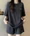 半袖tシャツ ショートパンツセットアップ レディース ワッフル部屋着2点セット 体型カバー夏服着やせ 大人カジュアルスウェットセット ロゴカットソー 短パン 快適 6YYG-006