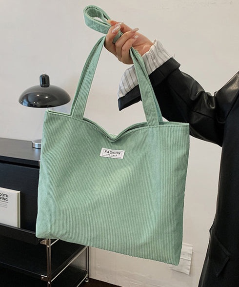 コーデュロイ大容量トートバッグレディース シンプル肩掛けバッグ カジュアルトート 軽量 通学通勤 大きめショッピングバッグ 無地鞄 手提げバッグ大人マザーズバッグ 6ZMIN-011