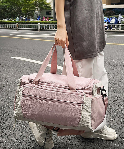 大容量ボストンバッグ旅行用トラベルバッグ 機内持ち込みキャリーオンバッグ 大きめ修学旅行トートバッグシューズ収納 韓国風軽量スポーツボストンユニセックスジムバッグ 6ZMIN-014