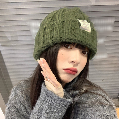 ケーブル編み ニット帽子 レディース秋冬 くさり編み ニットキャップ カラー豊富 ロゴ付きぼうし カジュアル 韓国ファッショ小物 あったか ニットぼうし 全12色 6AIDAI-001