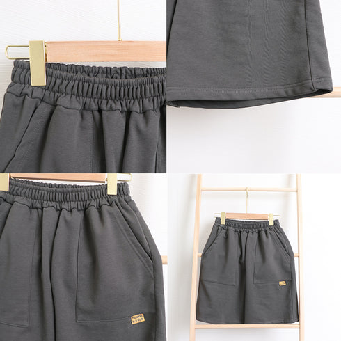ショートパンツ スウェットパンツ韓国 レディース スポーツ ボトムス ウエストゴム ハーフパンツ 着やせ カジュアル ショーパン リラックス 短パン 6BZNH-001
