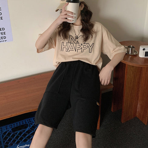 ショートパンツ スウェットパンツ韓国 レディース スポーツ ボトムス ウエストゴム ハーフパンツ 着やせ カジュアル ショーパン リラックス 短パン 6BZNH-001