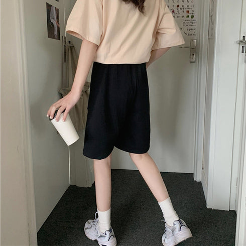 ショートパンツ スウェットパンツ韓国 レディース スポーツ ボトムス ウエストゴム ハーフパンツ 着やせ カジュアル ショーパン リラックス 短パン 6BZNH-001