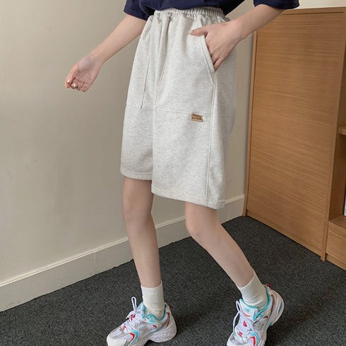 ショートパンツ スウェットパンツ韓国 レディース スポーツ ボトムス ウエストゴム ハーフパンツ 着やせ カジュアル ショーパン リラックス 短パン 6BZNH-001