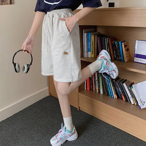 ショートパンツ スウェットパンツ韓国 レディース スポーツ ボトムス ウエストゴム ハーフパンツ 着やせ カジュアル ショーパン リラックス 短パン 6BZNH-001