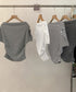 オフショルダーカットソー サイドギャザー ワンショルダーtシャツ レディース ボートネック 肩見せTシャツ 薄手夏t 大人カジュアル 半袖夏服 ボーダーtシャツ 6CCFS-002