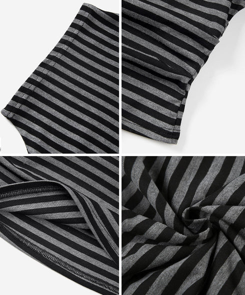 オフショルダーカットソー サイドギャザー ワンショルダーtシャツ レディース ボートネック 肩見せTシャツ 薄手夏t 大人カジュアル 半袖夏服 ボーダーtシャツ 6CCFS-002