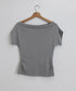 オフショルダーカットソー サイドギャザー ワンショルダーtシャツ レディース ボートネック 肩見せTシャツ 薄手夏t 大人カジュアル 半袖夏服 ボーダーtシャツ 6CCFS-002