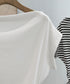 オフショルダーカットソー サイドギャザー ワンショルダーtシャツ レディース ボートネック 肩見せTシャツ 薄手夏t 大人カジュアル 半袖夏服 ボーダーtシャツ 6CCFS-002