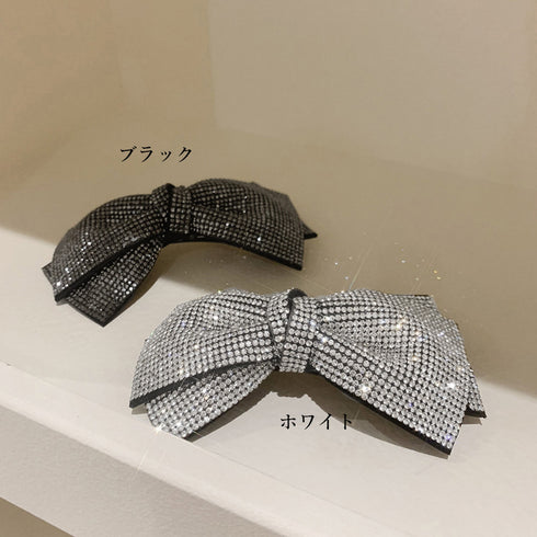 ヘアバレッタ キラキラ ヘアクリップ レディース リボン ヘアアクセサリー 髪留め ヘアアレンジ シンプル 女の子 パッチン留め 髪飾り 前髪留め 6CHUROU-002