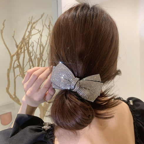 ヘアバレッタ キラキラ ヘアクリップ レディース リボン ヘアアクセサリー 髪留め ヘアアレンジ シンプル 女の子 パッチン留め 髪飾り 前髪留め 6CHUROU-002