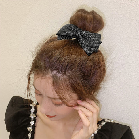 ヘアバレッタ キラキラ ヘアクリップ レディース リボン ヘアアクセサリー 髪留め ヘアアレンジ シンプル 女の子 パッチン留め 髪飾り 前髪留め 6CHUROU-002