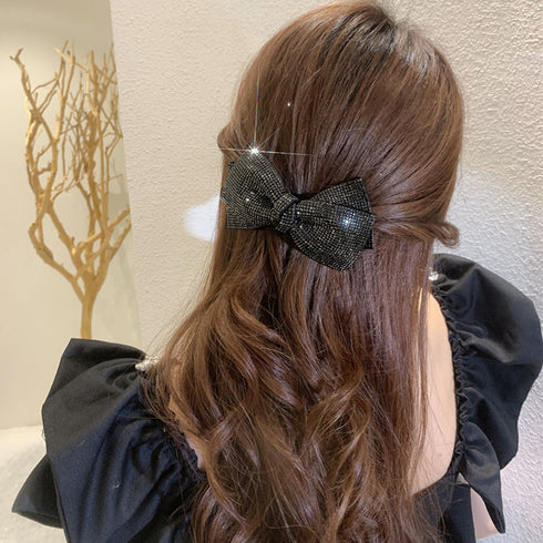 ヘアバレッタ キラキラ ヘアクリップ レディース リボン ヘアアクセサリー 髪留め ヘアアレンジ シンプル 女の子 パッチン留め 髪飾り 前髪留め 6CHUROU-002