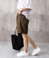 タックショートパンツ ハイウエスト 美脚 5分丈 ショートパンツ レディース Aラインパンツ 着やせ半ズボン ゆったり体型カバー脚長ショーパン 20代30代40代 6CXINI-011