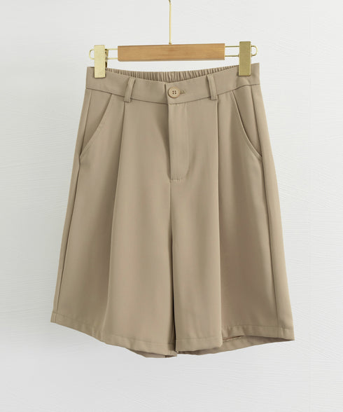タックショートパンツ ハイウエスト 美脚 5分丈 ショートパンツ レディース Aラインパンツ 着やせ半ズボン ゆったり体型カバー脚長ショーパン 20代30代40代 6CXINI-011