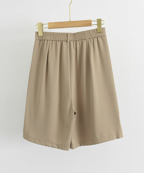 タックショートパンツ ハイウエスト 美脚 5分丈 ショートパンツ レディース Aラインパンツ 着やせ半ズボン ゆったり体型カバー脚長ショーパン 20代30代40代 6CXINI-011