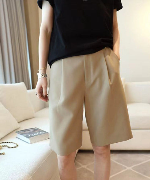 タックショートパンツ ハイウエスト 美脚 5分丈 ショートパンツ レディース Aラインパンツ 着やせ半ズボン ゆったり体型カバー脚長ショーパン 20代30代40代 6CXINI-011