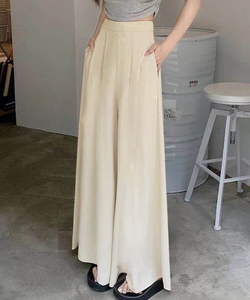 タック入りスカンツワイドパンツレディース とろみパンツ スカンツ春夏 きれいめ ハイウエストフレアパンツ 無地 ロングパンツ 涼しげ 体型カバー ボトムス 韓国風 6CXINI-012