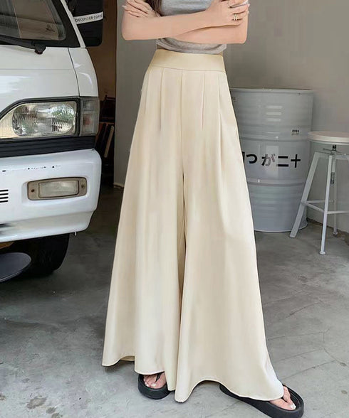 タック入りスカンツワイドパンツレディース とろみパンツ スカンツ春夏 きれいめ ハイウエストフレアパンツ 無地 ロングパンツ 涼しげ 体型カバー ボトムス 韓国風 6CXINI-012