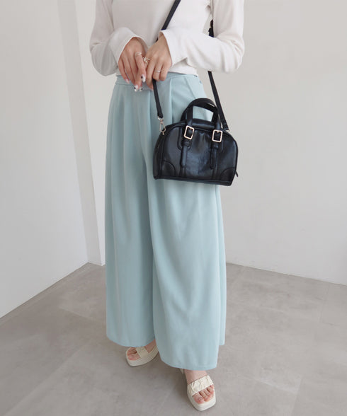 タック入りスカンツワイドパンツレディース とろみパンツ スカンツ春夏 きれいめ ハイウエストフレアパンツ 無地 ロングパンツ 涼しげ 体型カバー ボトムス 韓国風 6CXINI-012
