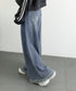 ワイドデニムパンツ 裾フリンジ ジーパン レディース ハイウエストロングパンツ 体形カバー 美脚脚長ボトムス 韓国風ジーンズ カジュアル レトロデニムバギーパンツ 6DAKUANG-002