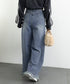 ワイドデニムパンツ 裾フリンジ ジーパン レディース ハイウエストロングパンツ 体形カバー 美脚脚長ボトムス 韓国風ジーンズ カジュアル レトロデニムバギーパンツ 6DAKUANG-002
