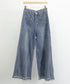 ワイドデニムパンツ 裾フリンジ ジーパン レディース ハイウエストロングパンツ 体形カバー 美脚脚長ボトムス 韓国風ジーンズ カジュアル レトロデニムバギーパンツ 6DAKUANG-002