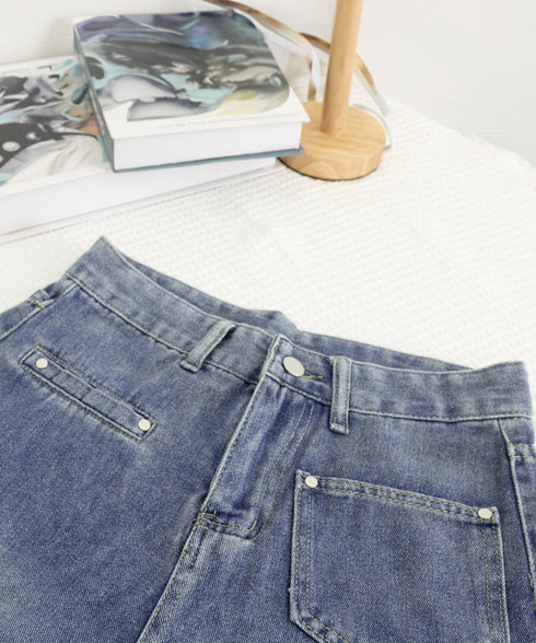 ワイドデニムパンツ 裾フリンジ ジーパン レディース ハイウエストロングパンツ 体形カバー 美脚脚長ボトムス 韓国風ジーンズ カジュアル レトロデニムバギーパンツ 6DAKUANG-002