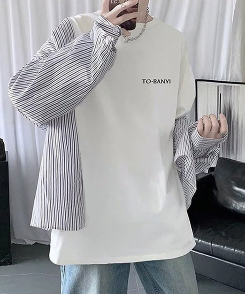 メンズtシャツ 長袖 ロンTクールネック 無地Tシャツ ロゴ付きカットソー 大人ジュアル インナートップス シンプル 春秋服着回し 白tシャツ ロンティー ロンt 6DAKUANG-004