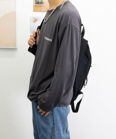 メンズtシャツ 長袖 ロンTクールネック 無地Tシャツ ロゴ付きカットソー 大人ジュアル インナートップス シンプル 春秋服着回し 白tシャツ ロンティー ロンt 6DAKUANG-004