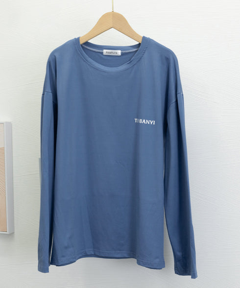 メンズtシャツ 長袖 ロンTクールネック 無地Tシャツ ロゴ付きカットソー 大人ジュアル インナートップス シンプル 春秋服着回し 白tシャツ ロンティー ロンt 6DAKUANG-004