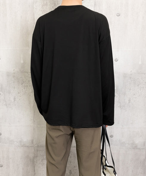 メンズtシャツ 長袖 ロンTクールネック 無地Tシャツ ロゴ付きカットソー 大人ジュアル インナートップス シンプル 春秋服着回し 白tシャツ ロンティー ロンt 6DAKUANG-004