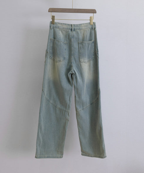 バギーデニムパンツ レディース レトロ風 ウォッシュデニムワイドパンツ 着やせ おしゃれ ヴィンテージルーズジーパン カジュアルバギージーンズ ヒップホップパンツ 6DAKUANG-006