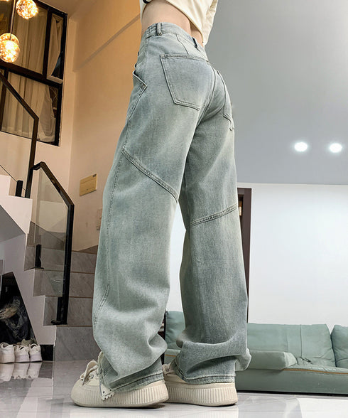 バギーデニムパンツ レディース レトロ風 ウォッシュデニムワイドパンツ 着やせ おしゃれ ヴィンテージルーズジーパン カジュアルバギージーンズ ヒップホップパンツ 6DAKUANG-006