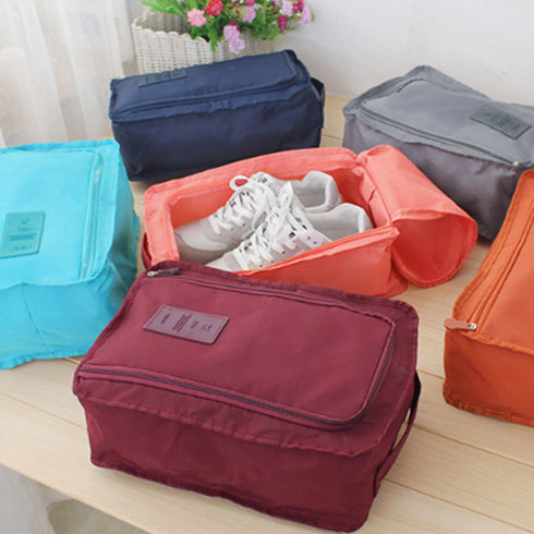 シューズポーチ 持ち運び トラベルグッズ 持ち手付き くつ入れ シンプル 携帯用便利ケース 大容量 旅行用シューズケース ファスナー式開閉 小物入れ コンパクト 6DHX-001