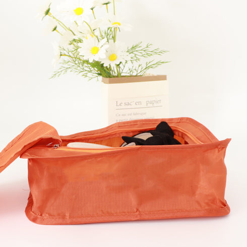 シューズポーチ 持ち運び トラベルグッズ 持ち手付き くつ入れ シンプル 携帯用便利ケース 大容量 旅行用シューズケース ファスナー式開閉 小物入れ コンパクト 6DHX-001