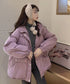 エコダウンジャケット フード付き韓国冬服 暖かいフェイクダウンコート 中綿入りジャケット レディース 軽量 防寒防風保温 ダウンブルゾン カジュアルジャケット厚手 6DRUI-001